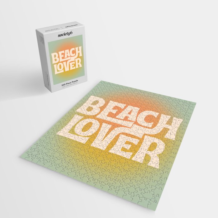 Beach Lover- Modern Typography Print Jigsaw Puzzle Gallery Image 2