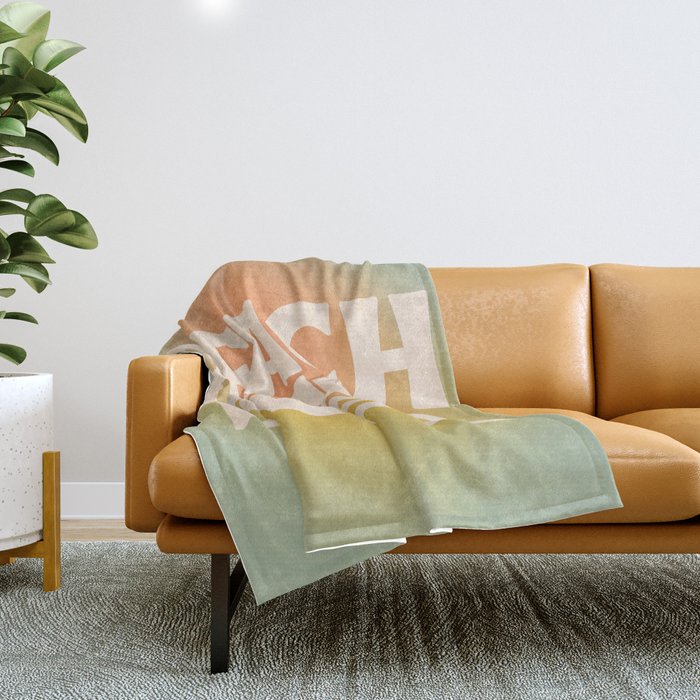 Beach Lover- Modern Typography Print Throw Blanket Gallery Image 1