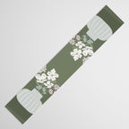 Wildflower bouquet in vase illustration - muted pink, beige and sage green flowers  Table Runner Gallery Image 3