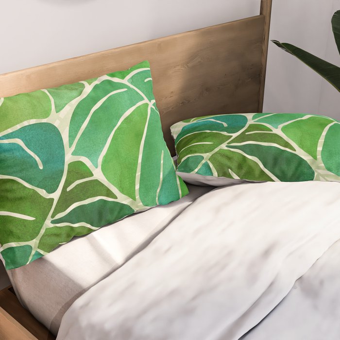 Tropical Plants Monstera Leaf Pillow Sham Gallery Image 2