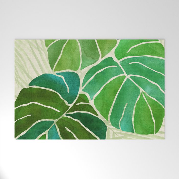 Tropical Plants Monstera Leaf Welcome Mat Gallery Image 1