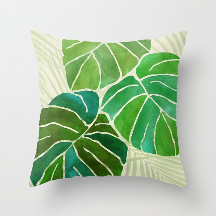 Tropical Plants Monstera Leaf Throw Pillow Gallery Image 6