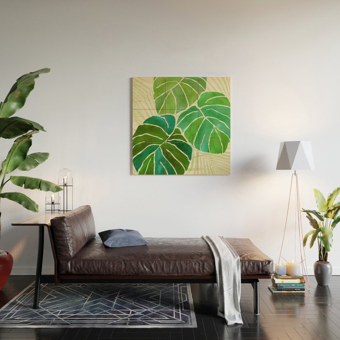 Tropical Plants Monstera Leaf Wood Wall Art Gallery Image 2