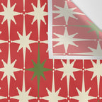 Atomic Age Christmas Starbursts - Midcentury Modern Xmas Holiday Pattern Cream Green Red Wall Tapestry Gallery Image 3