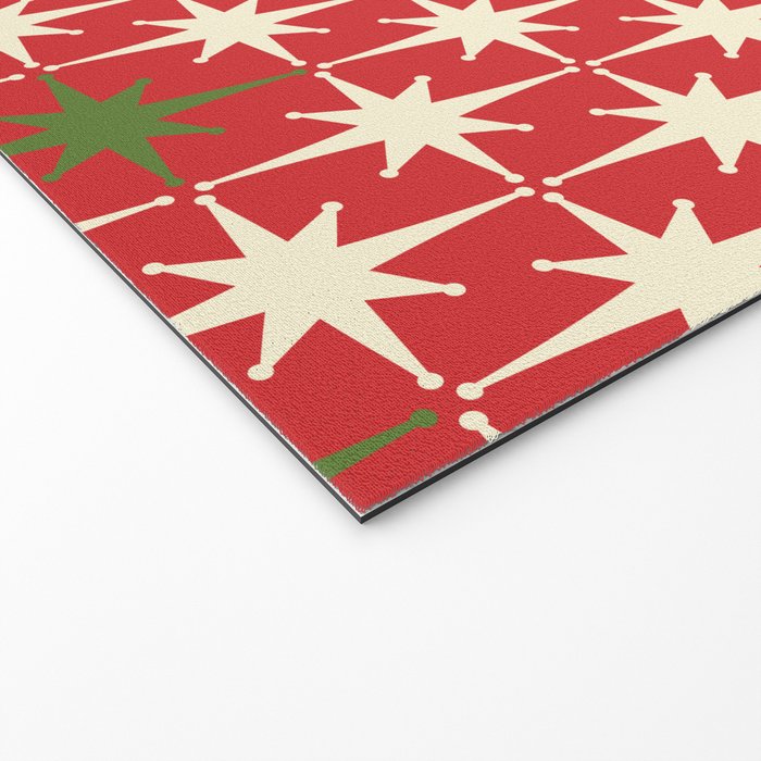 Atomic Age Christmas Starbursts - Midcentury Modern Xmas Holiday Pattern Cream Green Red Welcome Mat Gallery Image 2