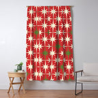 Atomic Age Christmas Starbursts - Midcentury Modern Xmas Holiday Pattern Cream Green Red Window Curtain Gallery Image 5