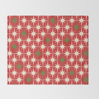 Atomic Age Christmas Starbursts - Midcentury Modern Xmas Holiday Pattern Cream Green Red Throw Blanket Gallery Image 2