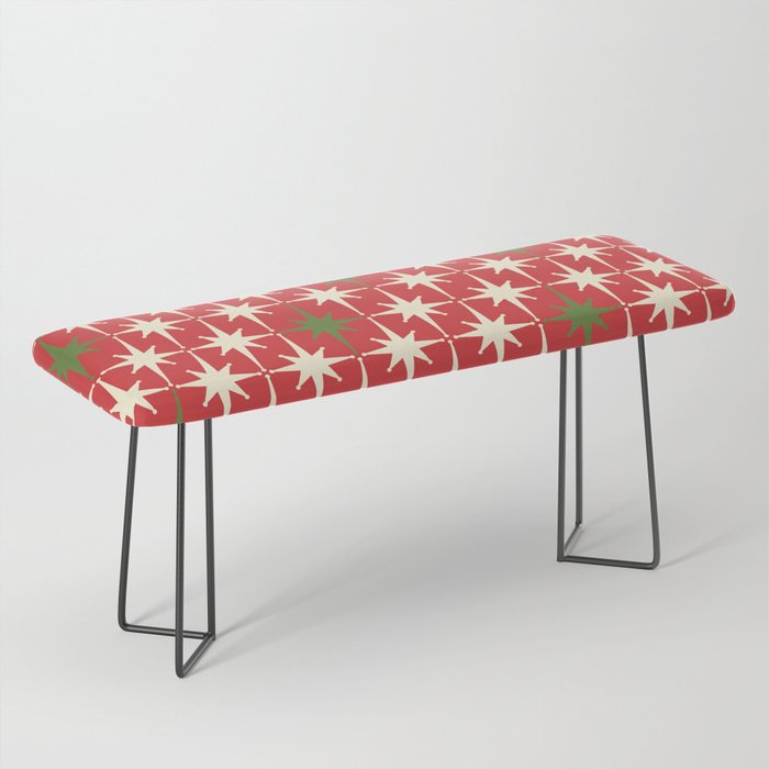 Atomic Age Christmas Starbursts - Midcentury Modern Xmas Holiday Pattern Cream Green Red Bench Gallery Image 1