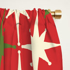 Atomic Age Christmas Starbursts - Midcentury Modern Xmas Holiday Pattern Cream Green Red Window Curtain Gallery Image 2