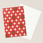 Atomic Age Christmas Starbursts - Midcentury Modern Xmas Holiday Pattern Cream Green Red Stationery Card Gallery Image 2