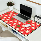 Atomic Age Christmas Starbursts - Midcentury Modern Xmas Holiday Pattern Cream Green Red Desk Mat Gallery Image 2