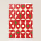 Atomic Age Christmas Starbursts - Midcentury Modern Xmas Holiday Pattern Cream Green Red Stationery Card Gallery Image 2