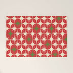 Atomic Age Christmas Starbursts - Midcentury Modern Xmas Holiday Pattern Cream Green Red Welcome Mat Gallery Image 1