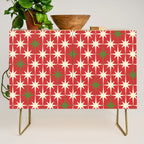 Atomic Age Christmas Starbursts - Midcentury Modern Xmas Holiday Pattern Cream Green Red Credenza Gallery Image 1