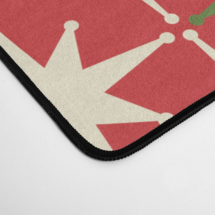 Atomic Age Christmas Starbursts - Midcentury Modern Xmas Holiday Pattern Cream Green Red Desk Mat Gallery Image 4