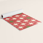 Atomic Age Christmas Starbursts - Midcentury Modern Xmas Holiday Pattern Cream Green Red Yoga Mat Gallery Image 2