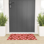 Atomic Age Christmas Starbursts - Midcentury Modern Xmas Holiday Pattern Cream Green Red Welcome Mat Gallery Image 3