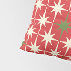 Atomic Age Christmas Starbursts - Midcentury Modern Xmas Holiday Pattern Cream Green Red Pillow Sham Gallery Image 4
