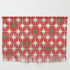 Atomic Age Christmas Starbursts - Midcentury Modern Xmas Holiday Pattern Cream Green Red Wall Hanging Gallery Image 1