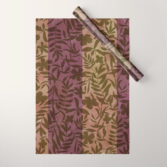 Reverse Floral Maroon Wrapping Paper Gallery Image 1