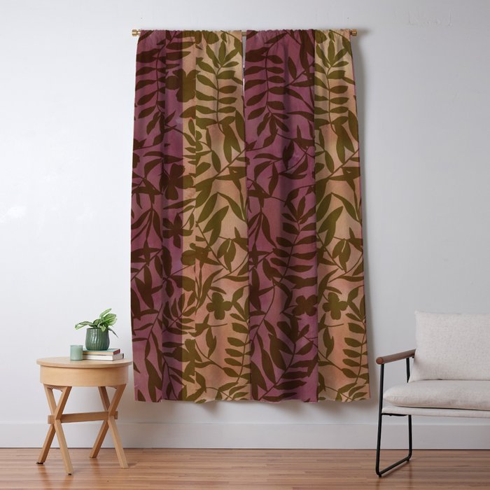 Reverse Floral Maroon Window Curtain Gallery Image 5