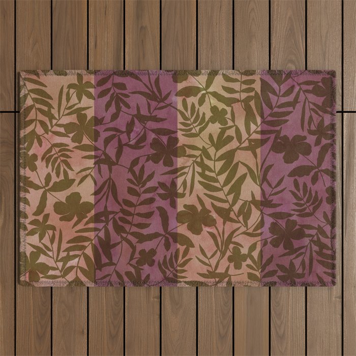 Reverse Floral Maroon Outdoor Rug Gallery Image 1