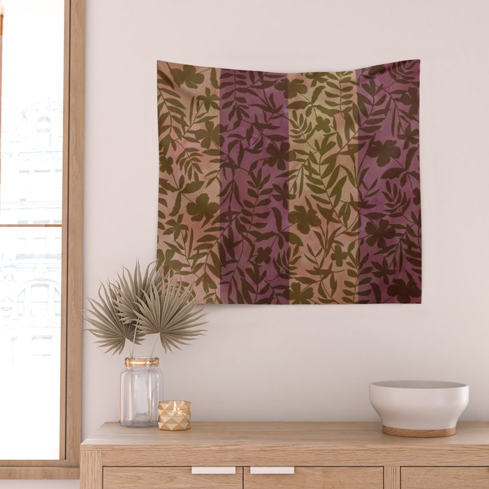 Reverse Floral Maroon Wall Tapestry Gallery Image 2