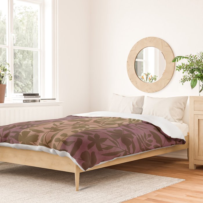 Reverse Floral Maroon Duvet Cover Gallery Image 2