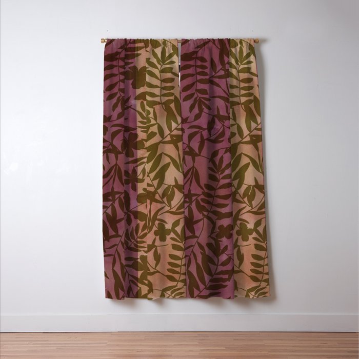 Reverse Floral Maroon Window Curtain Gallery Image 3