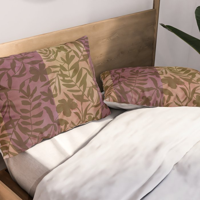 Reverse Floral Maroon Pillow Sham Gallery Image 2