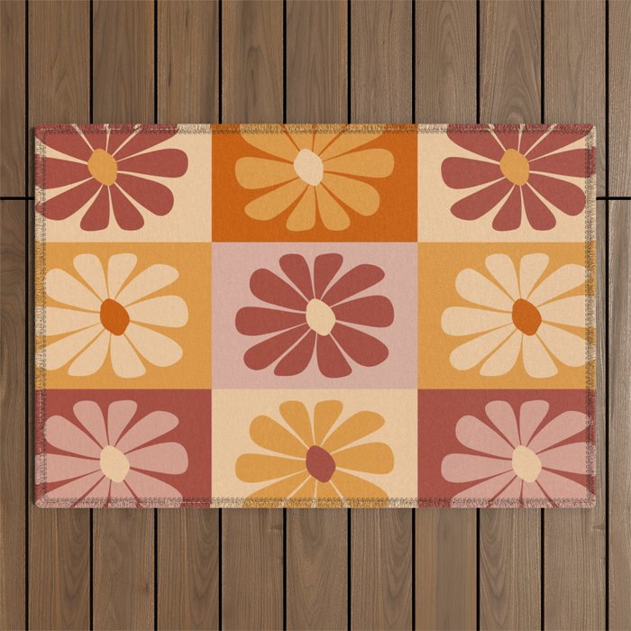 70's Daisy Bloom  Outdoor Rug Gallery Image 1