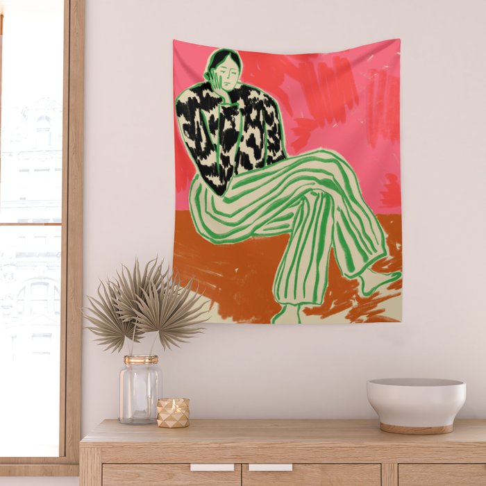 CALM WOMAN PORTRAIT Wall Tapestry Gallery Image 2