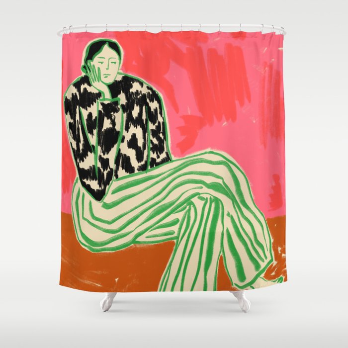 CALM WOMAN PORTRAIT Shower Curtain Gallery Image 1