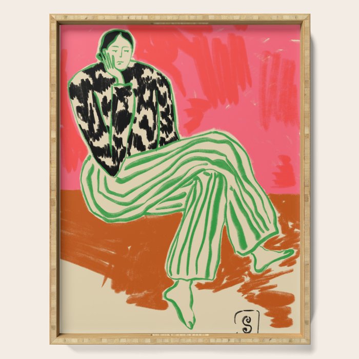 CALM WOMAN PORTRAIT Serving Tray Gallery Image 1