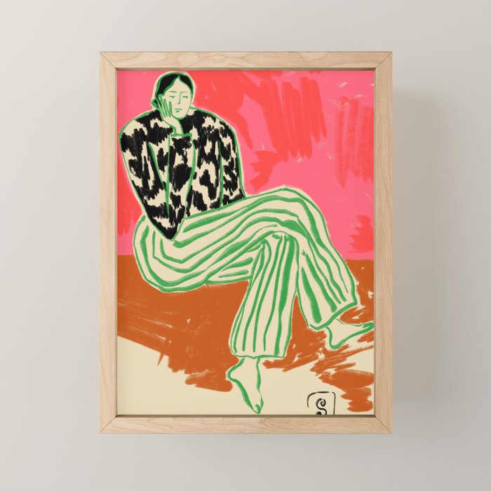 CALM WOMAN PORTRAIT Mini Art Print Gallery Image 1