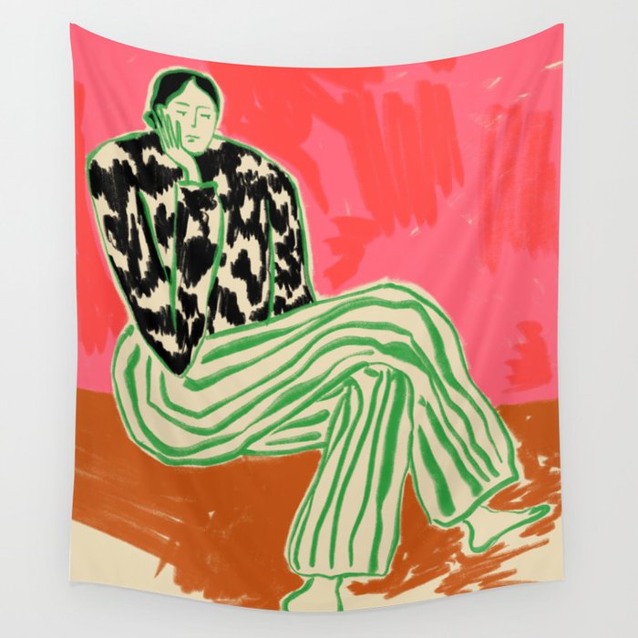 CALM WOMAN PORTRAIT Wall Tapestry Gallery Image 4