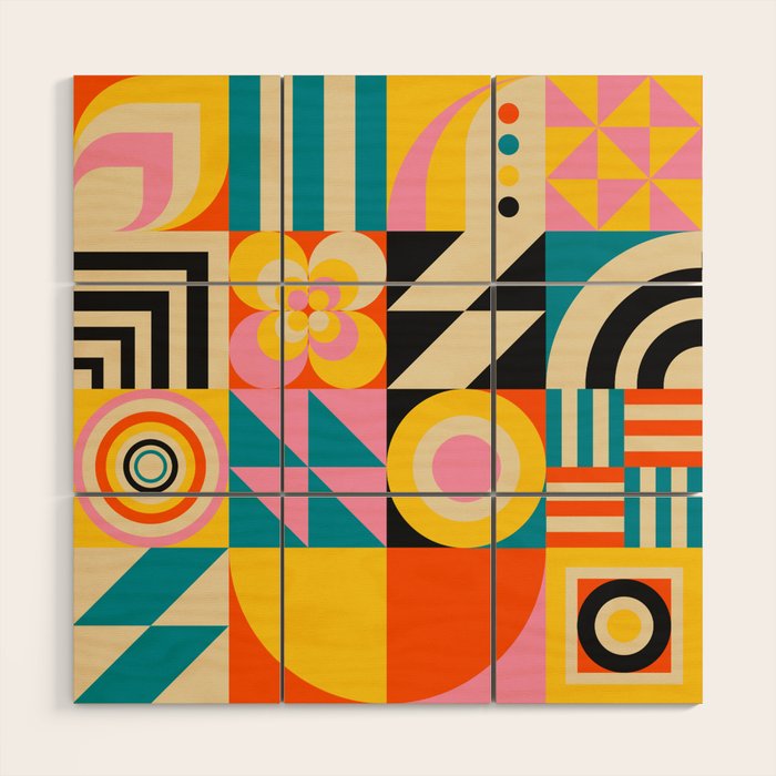Colorful Geometrics Wood Wall Art Gallery Image 1