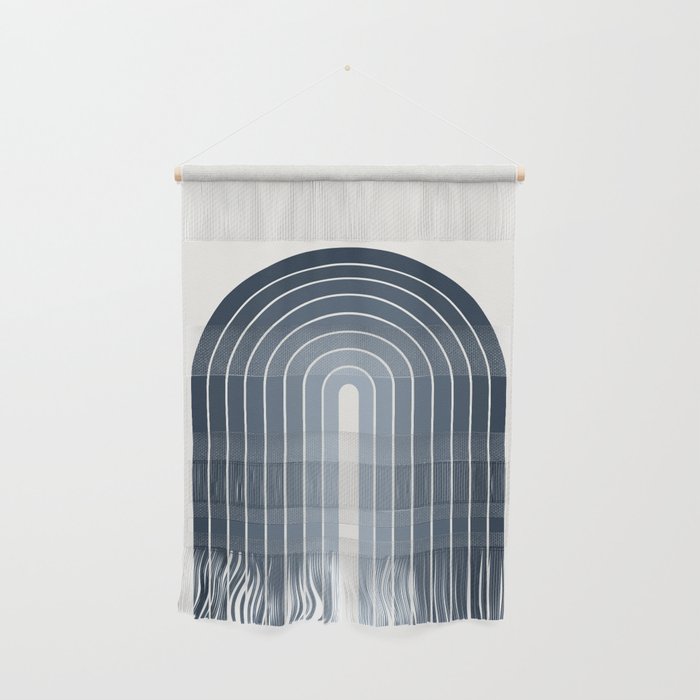 Gradient Arch II Natural Blue Mid Century Modern Rainbow Wall Hanging Gallery Image 1