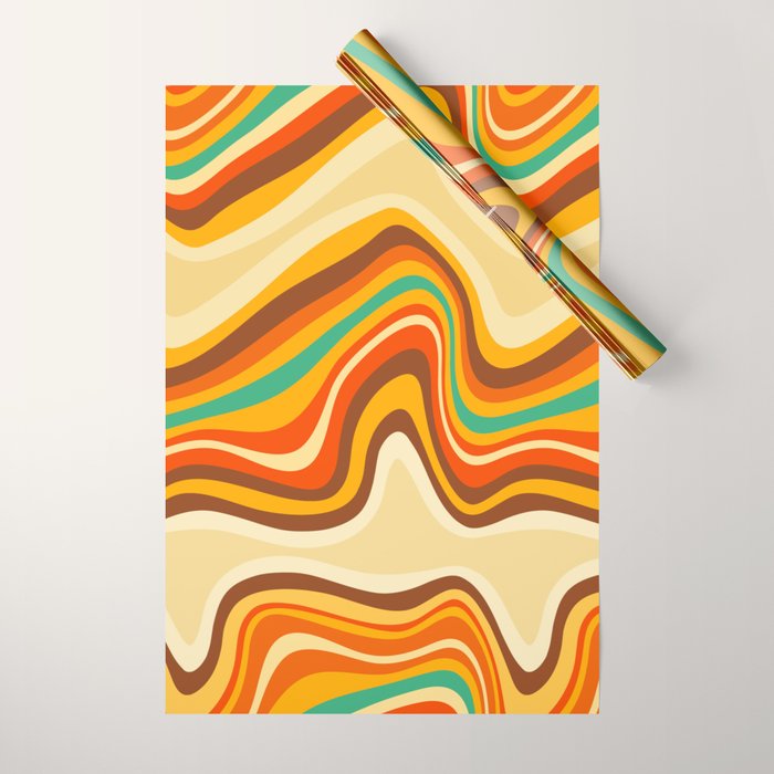 retro wave warm Wrapping Paper Gallery Image 1