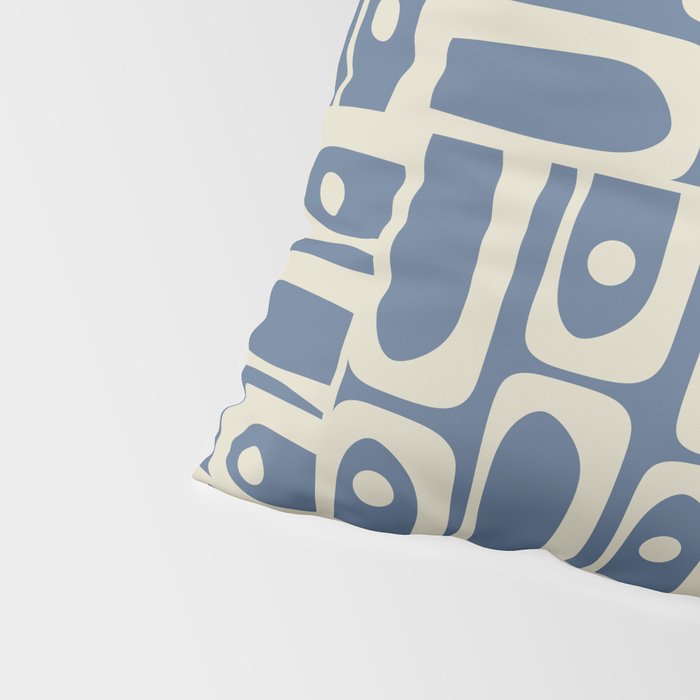 Mid Century Modern Geometric Abstract Piquet Multi Pattern in Blue Gray Beige Pillow Sham Gallery Image 4