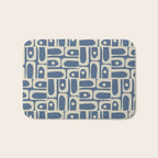Mid Century Modern Geometric Abstract Piquet Multi Pattern in Blue Gray Beige Bath Mat Gallery Image 1
