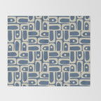 Mid Century Modern Geometric Abstract Piquet Multi Pattern in Blue Gray Beige Throw Blanket Gallery Image 2