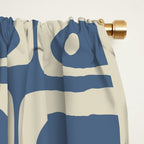 Mid Century Modern Geometric Abstract Piquet Multi Pattern in Blue Gray Beige Window Curtain Gallery Image 2