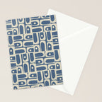 Mid Century Modern Geometric Abstract Piquet Multi Pattern in Blue Gray Beige Stationery Card Gallery Image 2