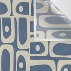 Mid Century Modern Geometric Abstract Piquet Multi Pattern in Blue Gray Beige Wall Tapestry Gallery Image 3