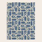 Mid Century Modern Geometric Abstract Piquet Multi Pattern in Blue Gray Beige Poster Gallery Image 4