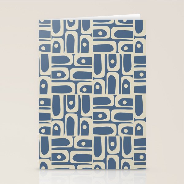 Mid Century Modern Geometric Abstract Piquet Multi Pattern in Blue Gray Beige Stationery Card Gallery Image 2