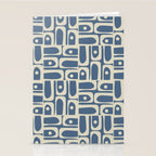 Mid Century Modern Geometric Abstract Piquet Multi Pattern in Blue Gray Beige Stationery Card Gallery Image 2