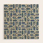Mid Century Modern Geometric Abstract Piquet Multi Pattern in Blue Gray Beige Wood Wall Art Gallery Image 1