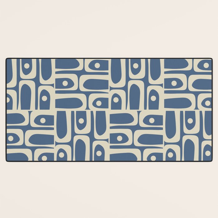 Mid Century Modern Geometric Abstract Piquet Multi Pattern in Blue Gray Beige Desk Mat Gallery Image 3